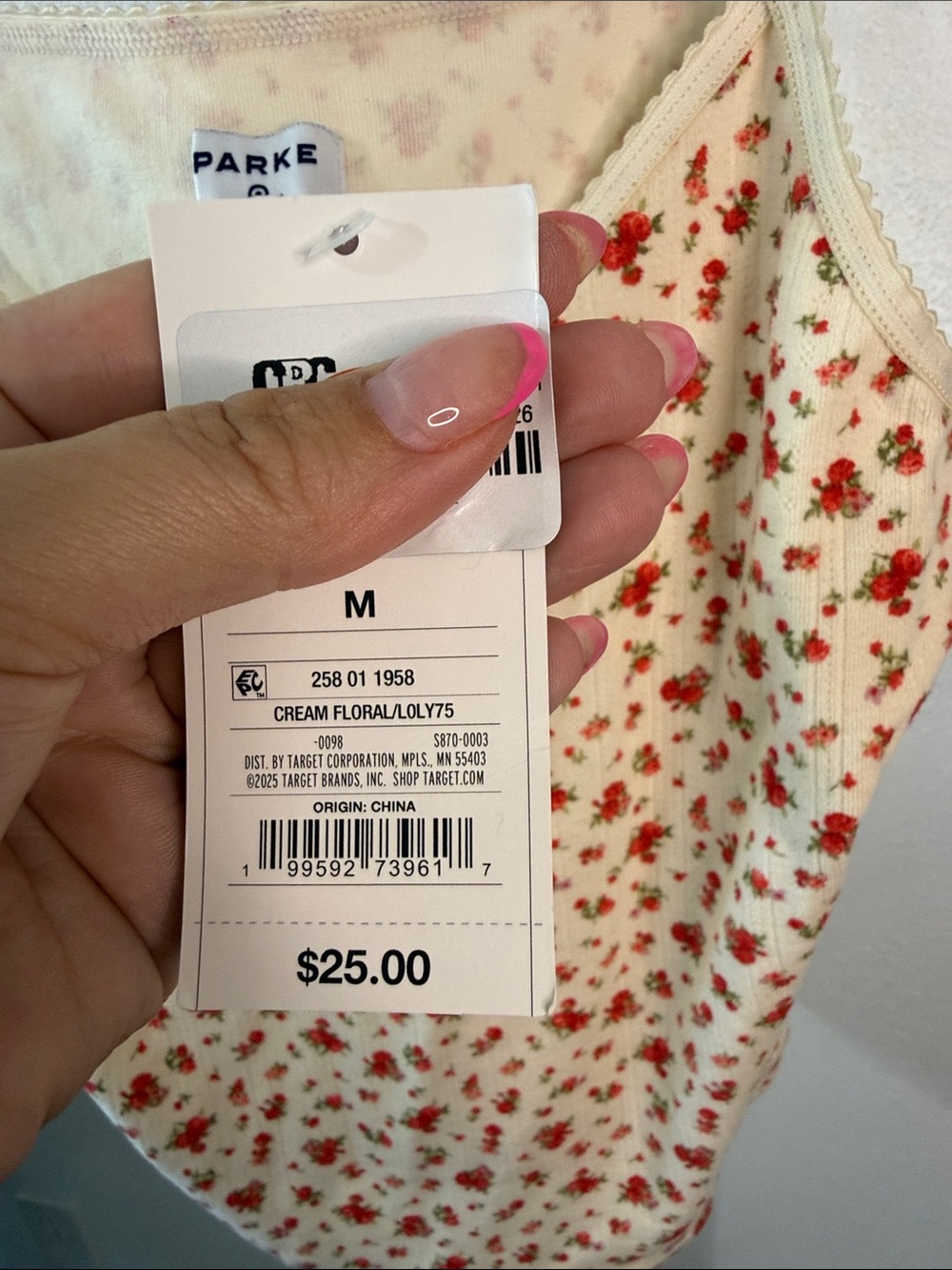 PARKE/ TARGET COLLAB- Women's Cream Floral Cami Tank Top- medium - Picture 5 of 7